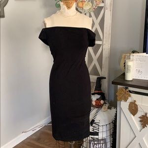 Windsor Black Midi Off The Shoulder Dress